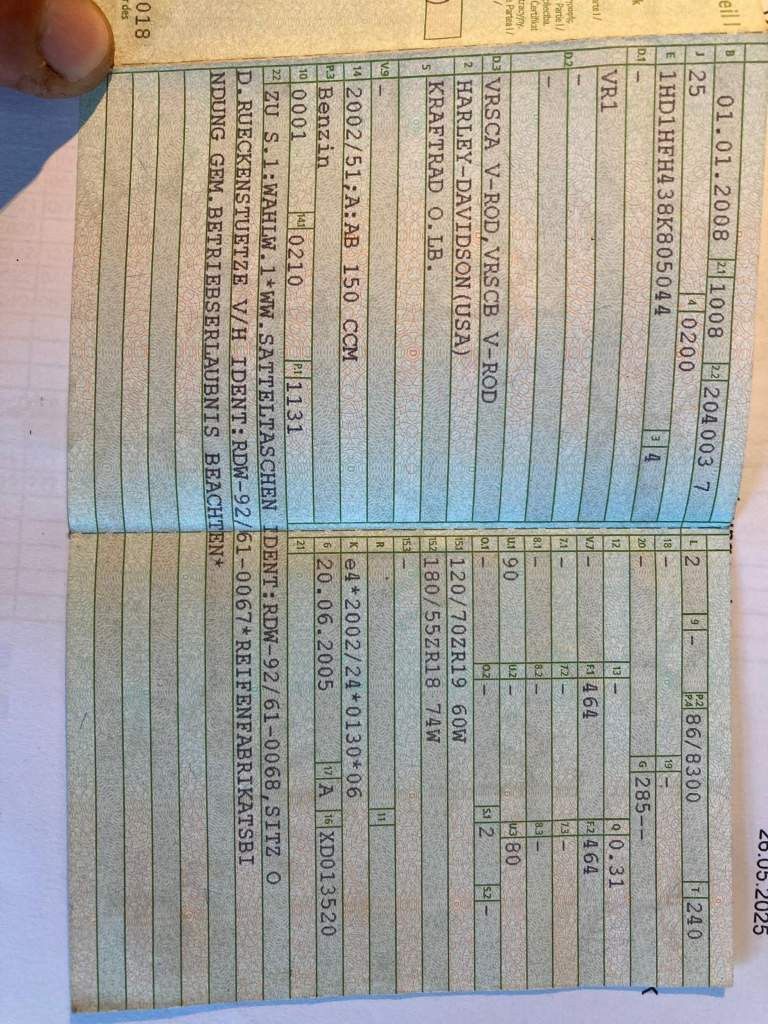 Fahrzeugabbildung Harley-Davidson VR 1 /VRSCA V-Road,VRSCB V-Road