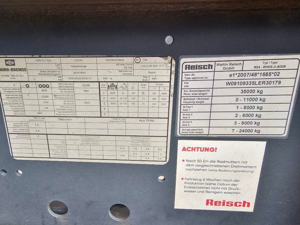 Fahrzeugabbildung Reisch 50 cbm, Pendelklappe, Lift, Lastmanometer, BPW