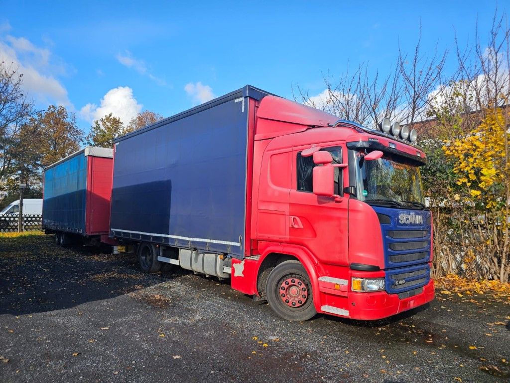 Scania G410 Volumen, Edscha, Hubdach+Tandemhänger