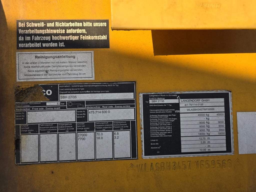 Fahrzeugabbildung Langendorf Innenlader Beton, SBH 27/35, Liftachse