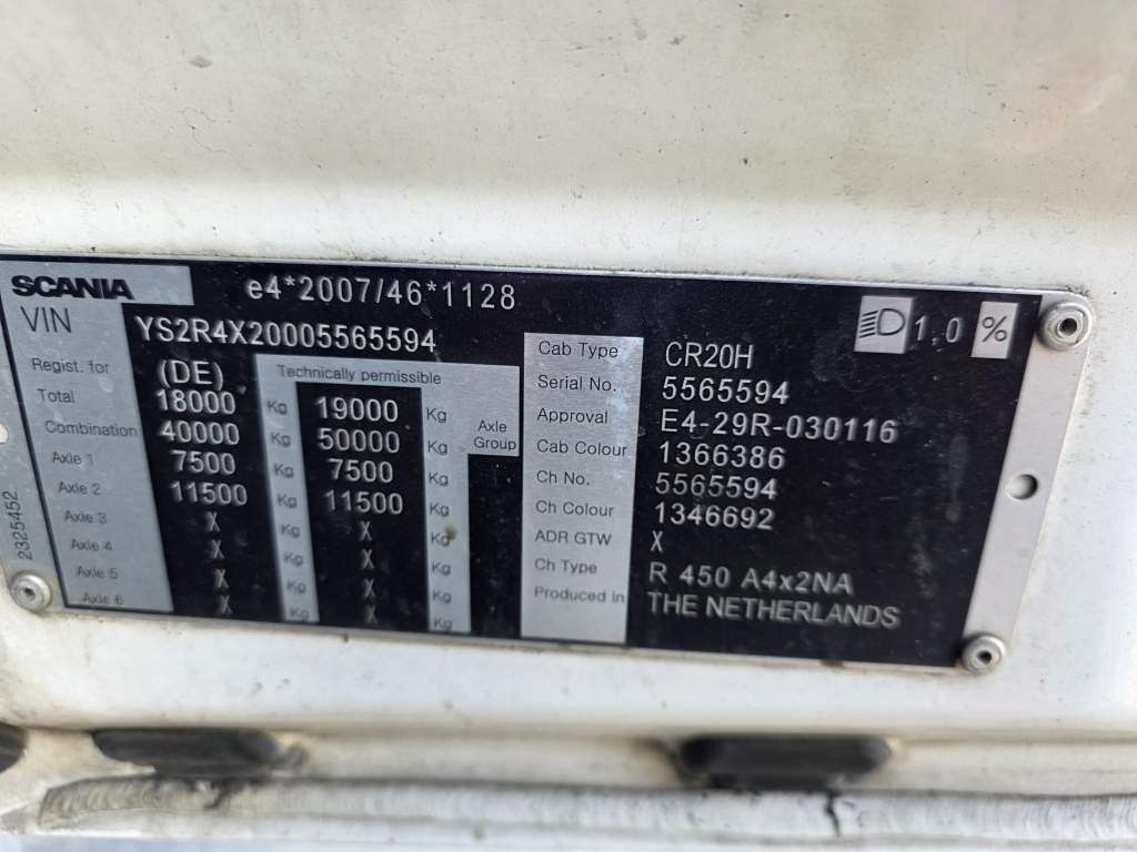 Fahrzeugabbildung Scania R450 Retarder,Kipphydraulik, 19.000 Kg, ALCOA LM