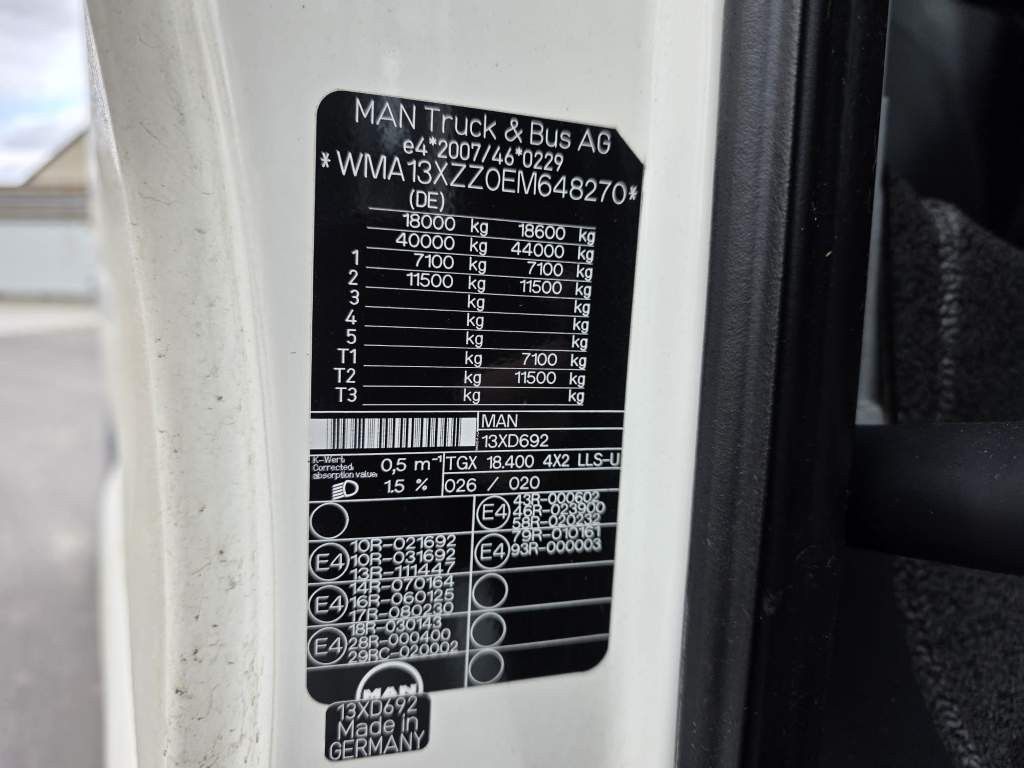 Fahrzeugabbildung MAN 18.400 TGX LL , ZF Intarder, Doppeltank, Euro 6