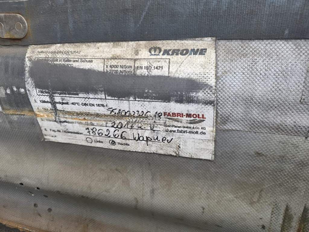 Fahrzeugabbildung Krone Gardine Standard, Plaettenkasten, Liftachse