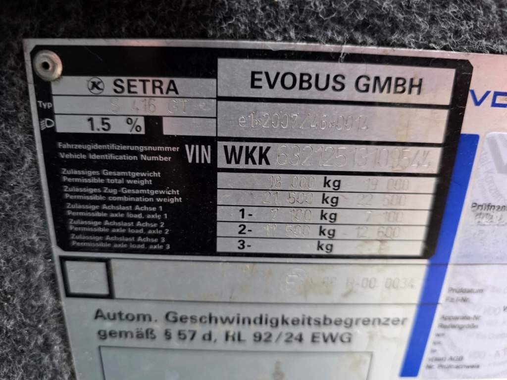 Fahrzeugabbildung Setra S416 GT-HD, Reisebus, 53+2+1, ZF Intarder,6 Gang