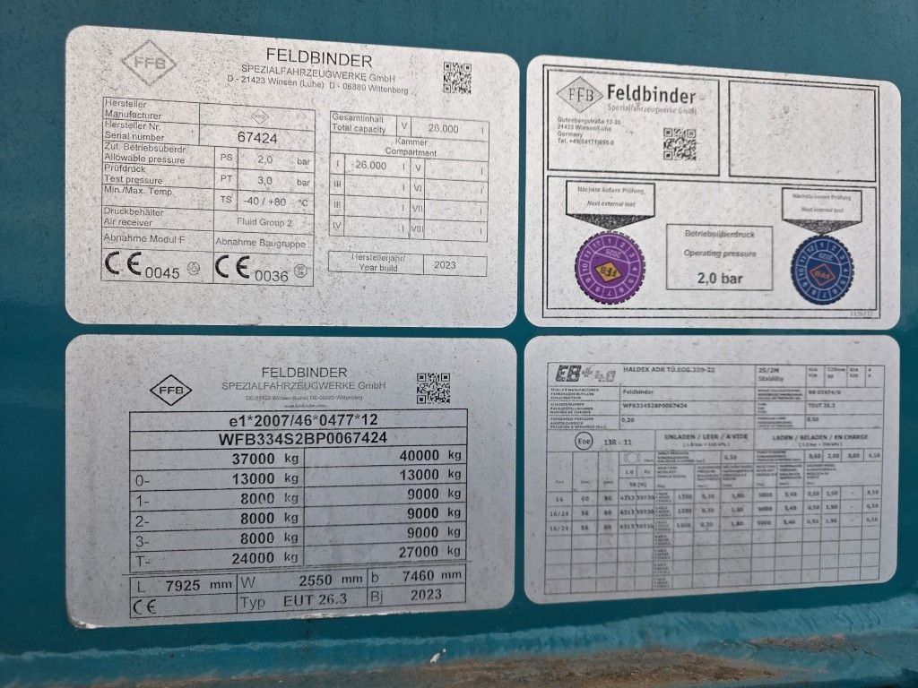 Fahrzeugabbildung Feldbinder 26TL liegendes Euter, 2 x Befüllung, Schwallwand