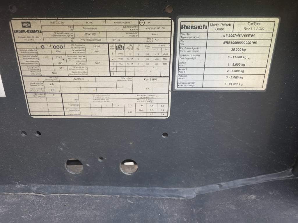 Fahrzeugabbildung Reisch 49 cbm Getreidekipper, SAF Scheibe, Lift